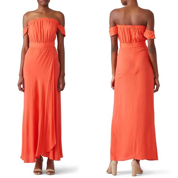 Flynn Skye Bella Maxi Dress in Coral Crinkle - Picture 1 of 8
